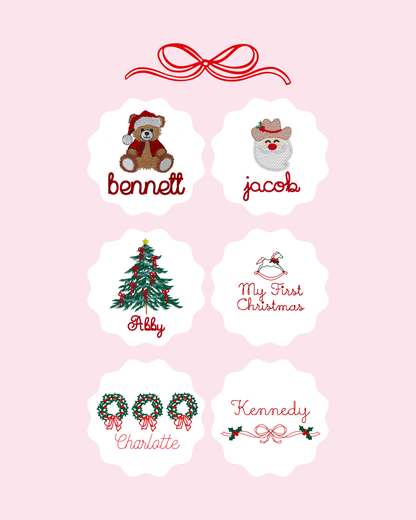 Christmas Bib with Red RicRac Trim