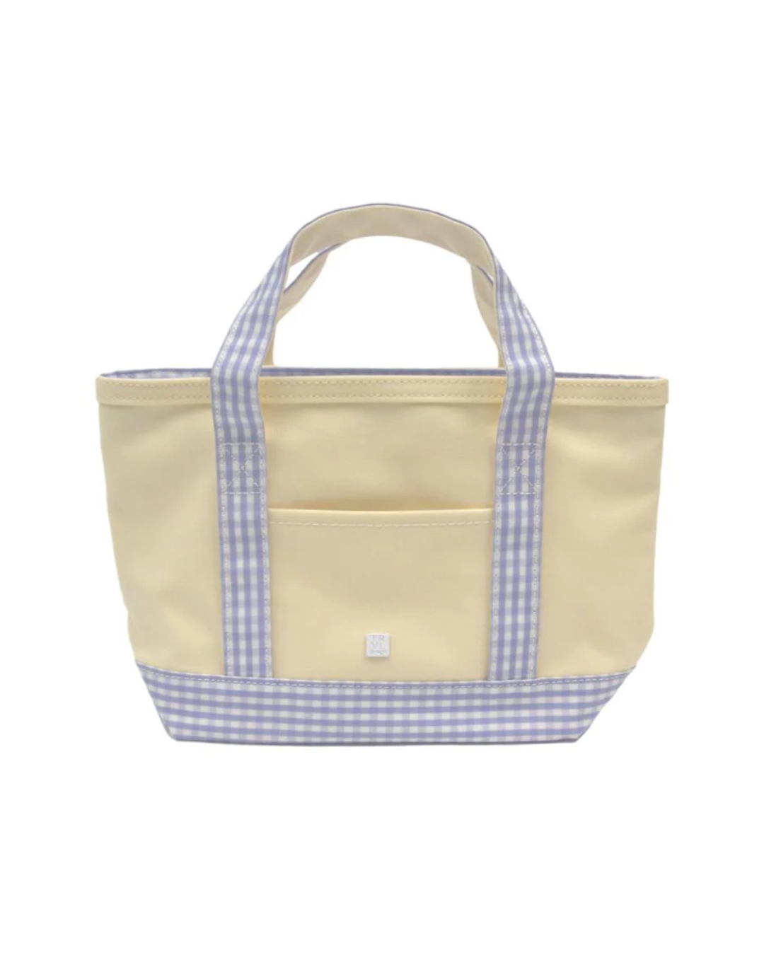 TRVL Mini Tote - Coated Canvas Natural with Gingham Lilac Trim