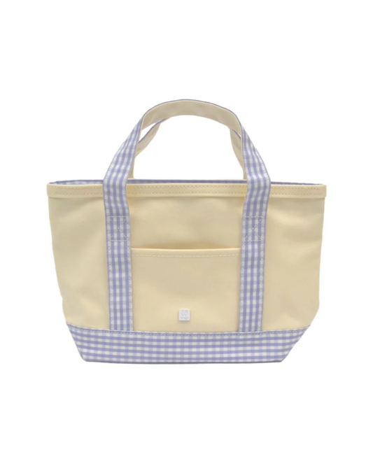TRVL Mini Tote - Coated Canvas Natural with Gingham Lilac Trim