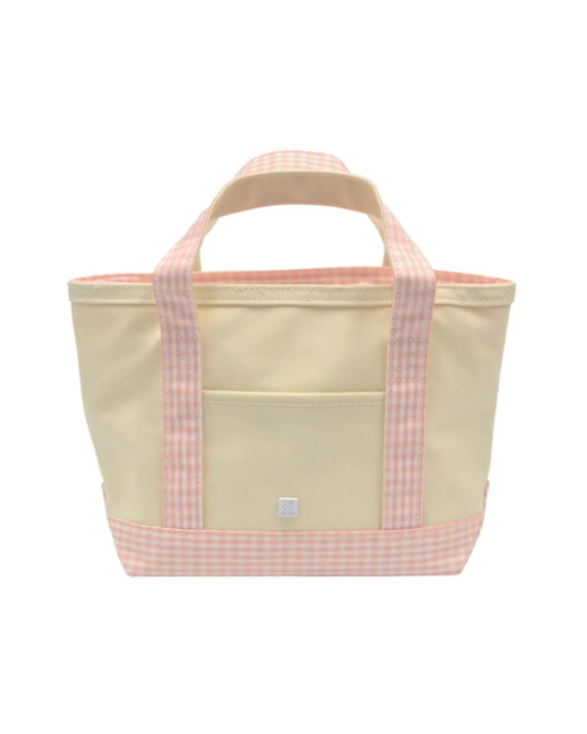 TRVL Mini Tote - Coated Canvas Natural with Gingham Taffy Trim