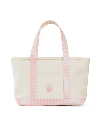 TRvL Medium Tote - Coated Canvas Natural with Ballet Taffy Trim