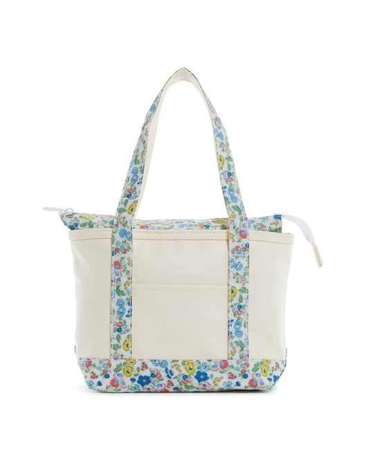 TRVL Mini Tote - Coated Canvas Natural with Posies Trim