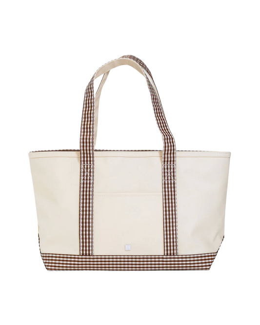 TRVL Medium Tote - Coated Canvas with Coco Gingham Trim