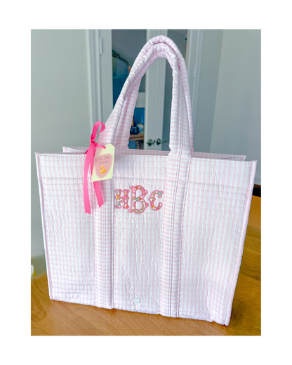 TRVL Quilted Go Go Tote - Pimlico Stripe Pink