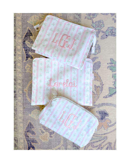 TRVL Goodie Cosmetic Bag - Ribbon Floral Pink