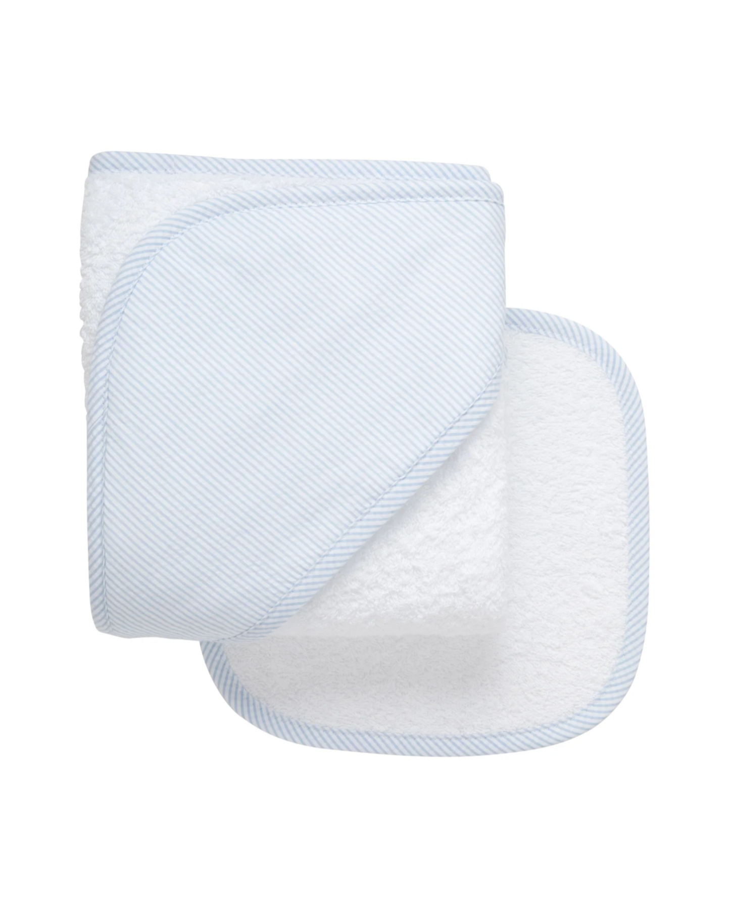 Blue Seersucker Stripe Baby Hooded Towel & Washcloth Set