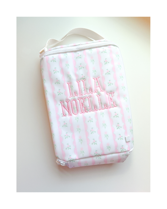 TRVL Insulated Lunch Bag - Ribbon Floral Pink