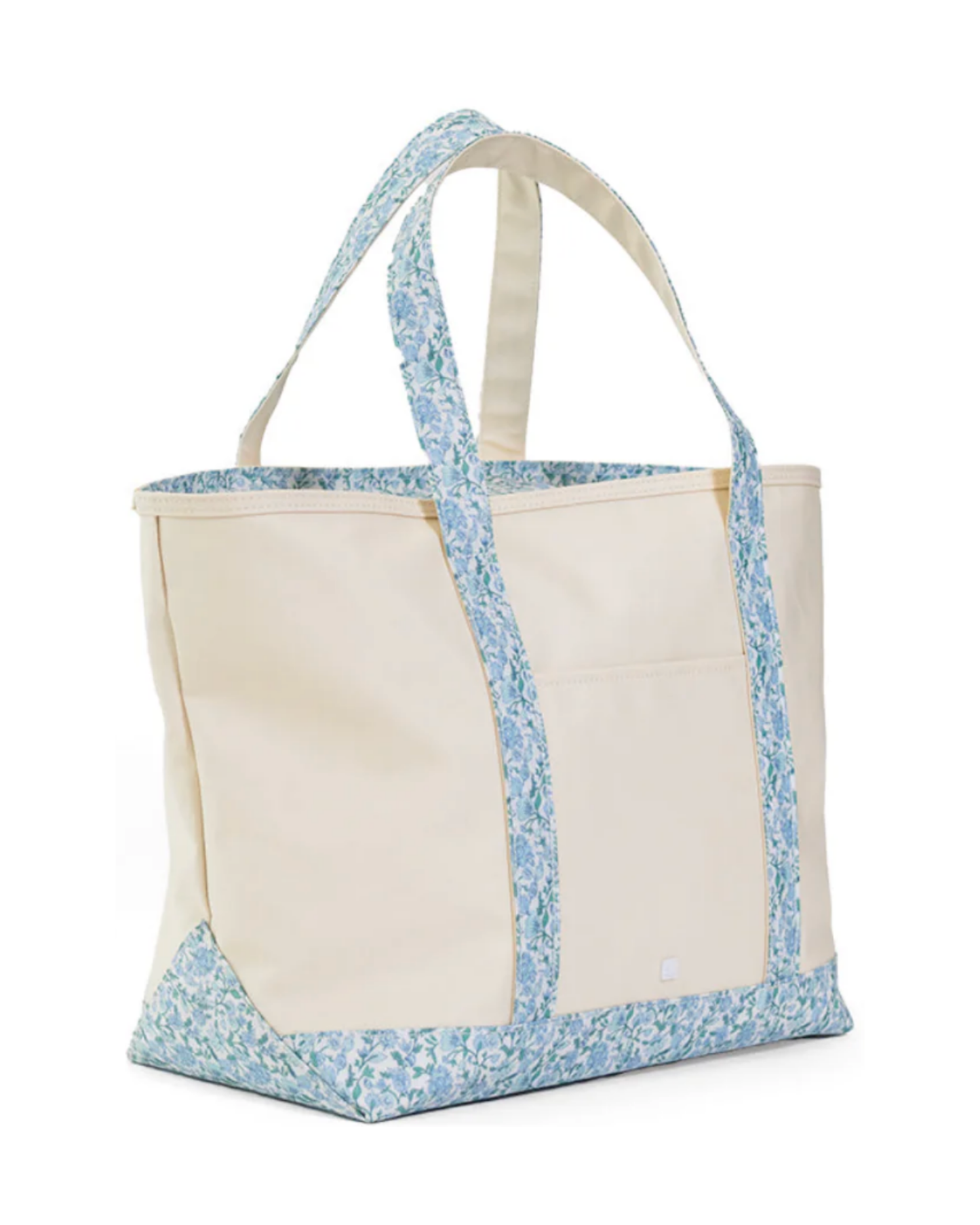 TRVL Maxi Tote - Coated Canvas Natural with Hamptons Floral Trim