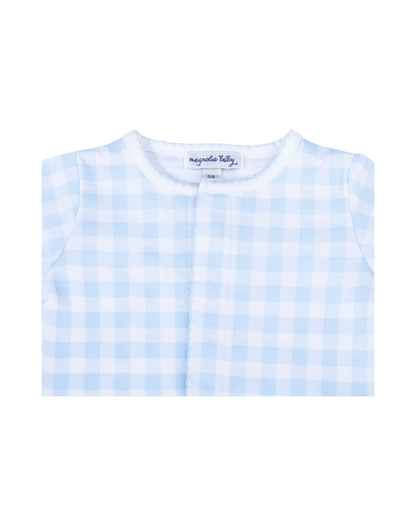 Magnolia Baby Zipper Footie - Light Blue Check