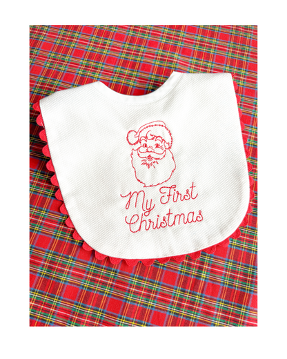 Christmas Bib with Red RicRac Trim