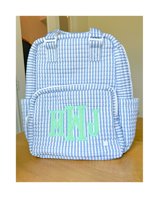 TRVL Quilted All You Need Diaper Bag - Pimlico Stripe Chambray