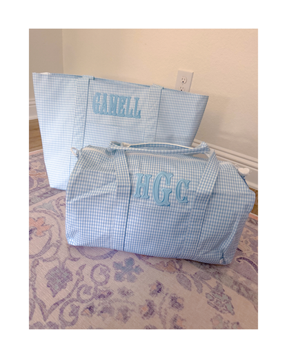 TRVL Weekender Duffel Bag - Gingham Mist