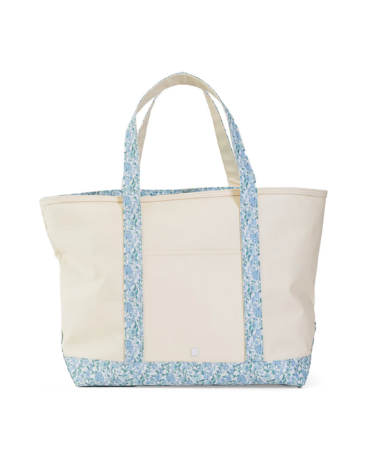 TRVL Maxi Tote - Coated Canvas Natural with Hamptons Floral Trim