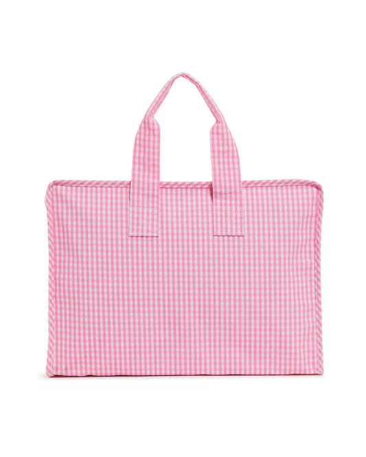 TRVL Overnite Tote - Gingham Pink