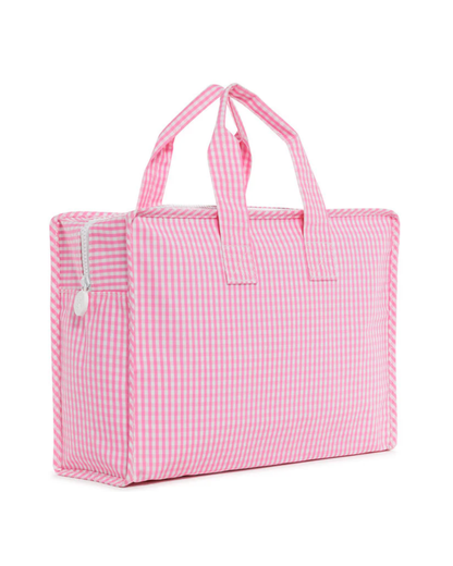 TRVL Overnite Tote - Gingham Pink