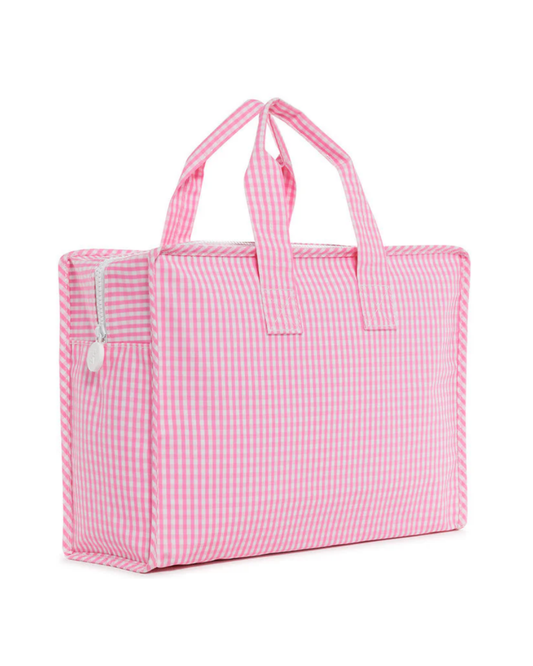 TRVL Overnite Tote - Gingham Pink