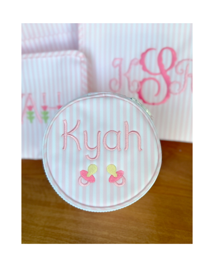 TRVL Jewel Round Case - Pimlico Stripe Pink