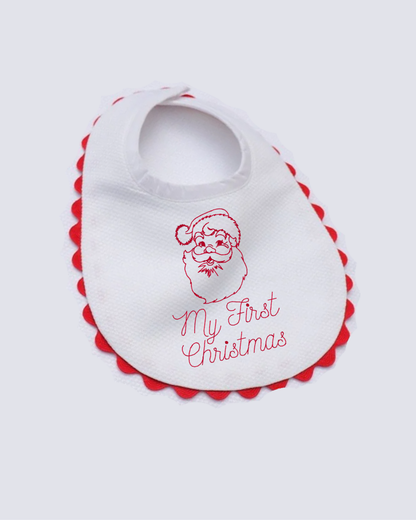 Christmas Bib with Red RicRac Trim