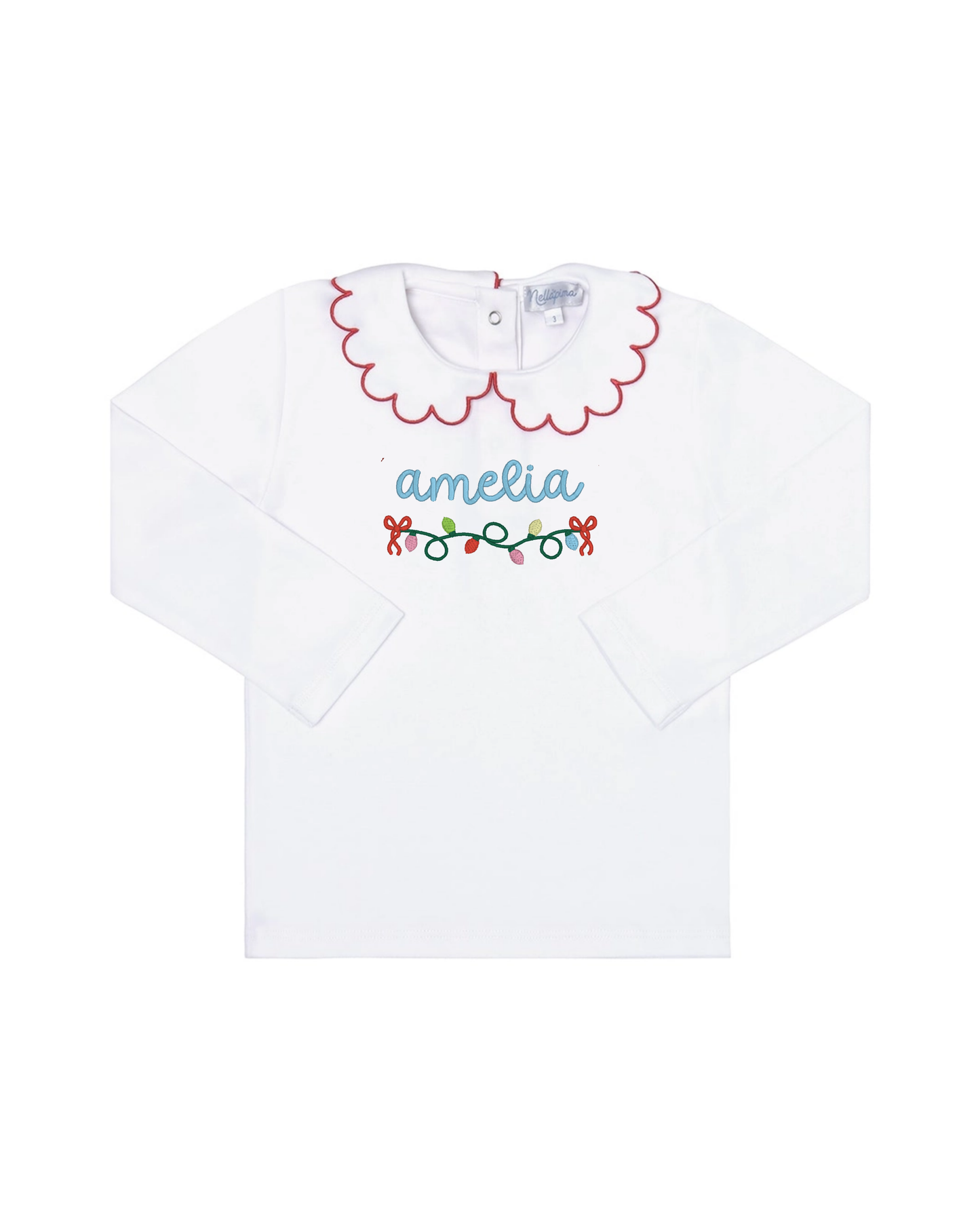 Nellapima - Scalloped Collar Long Sleeve Shirt