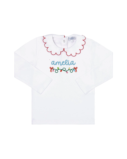 Nellapima - Scalloped Collar Long Sleeve Shirt