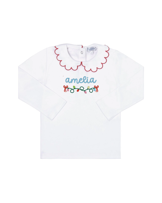 Nellapima - Scalloped Collar Long Sleeve Shirt