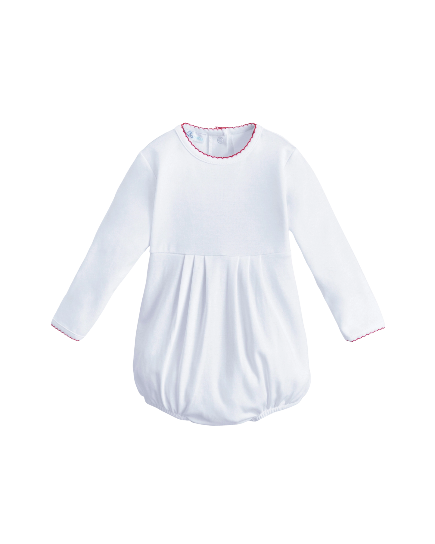 Magnolia Baby - White Long Sleeve Bubble with Red Trim