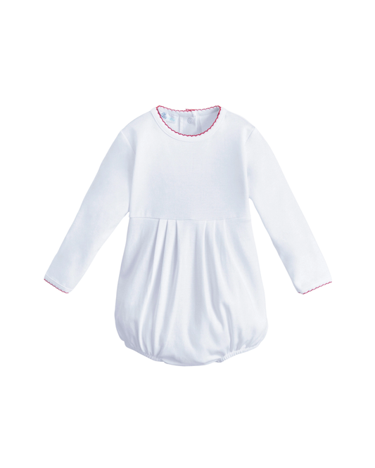 Magnolia Baby - White Long Sleeve Bubble with Red Trim