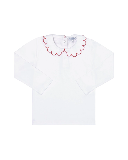 Nellapima - Scalloped Collar Long Sleeve Shirt