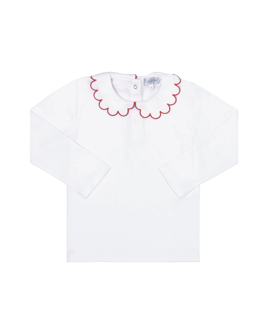 Nellapima - Scalloped Collar Long Sleeve Shirt