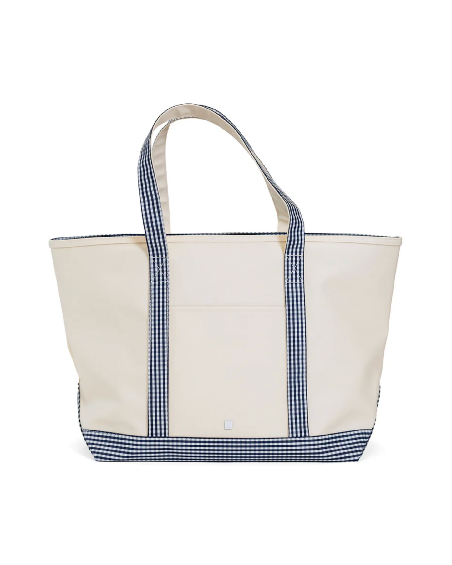 TRVL Maxi Tote - Coated Canvas with Gingham Navy Trim
