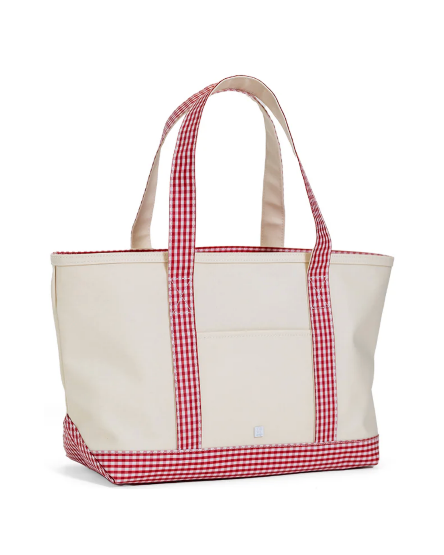 TRVL Medium Tote - Coated Canvas with Gingham Red Trim