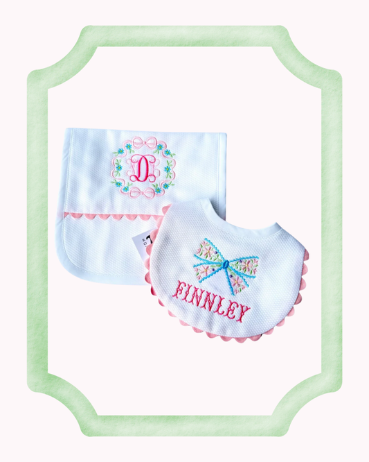 Pique Bib and Burp Set