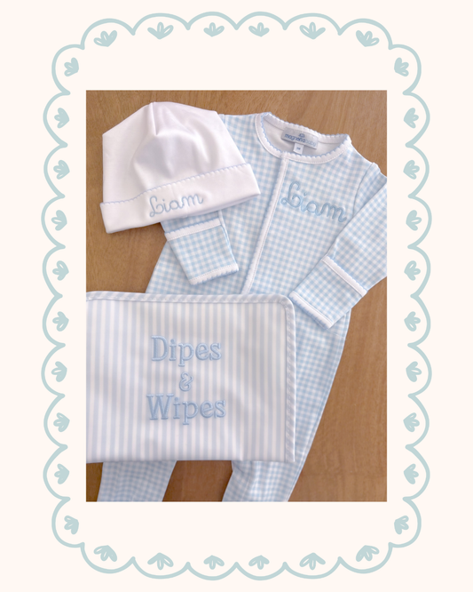 Magnolia Baby - Mini Checks Blue Footie