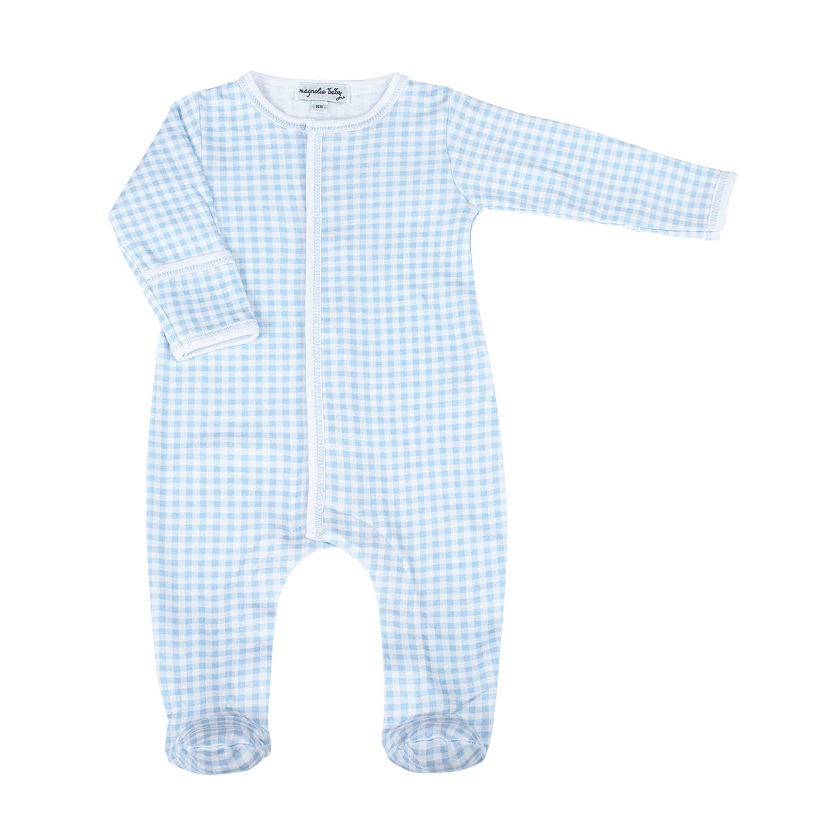 Magnolia Baby - Mini Checks Blue Footie