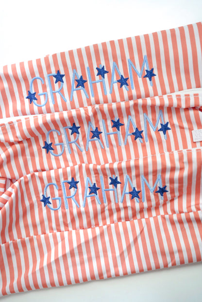 TRVL Packing Cubes set of 3 in Pimlico Stripe Rust for travel