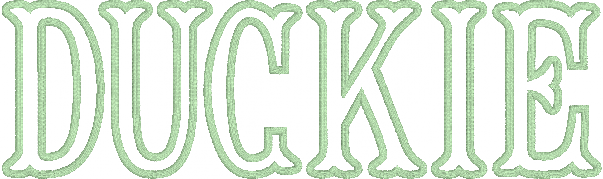 Fishtail applique font sample