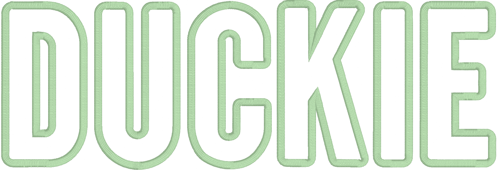 Narrow Round applique font sample
