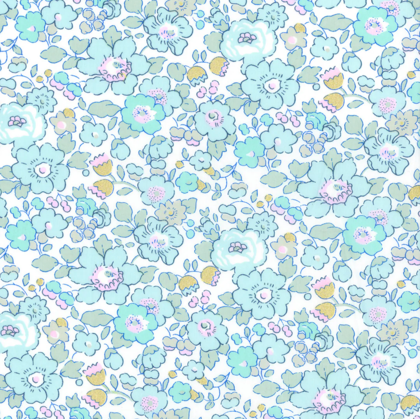 Liberty of London Betsy Metallic Turquoise fabric