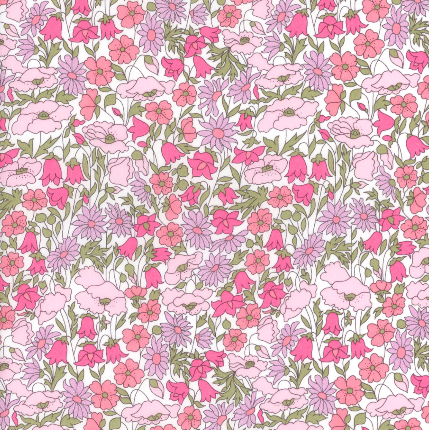 Liberty of London Poppy and Daisy Metallic fabric