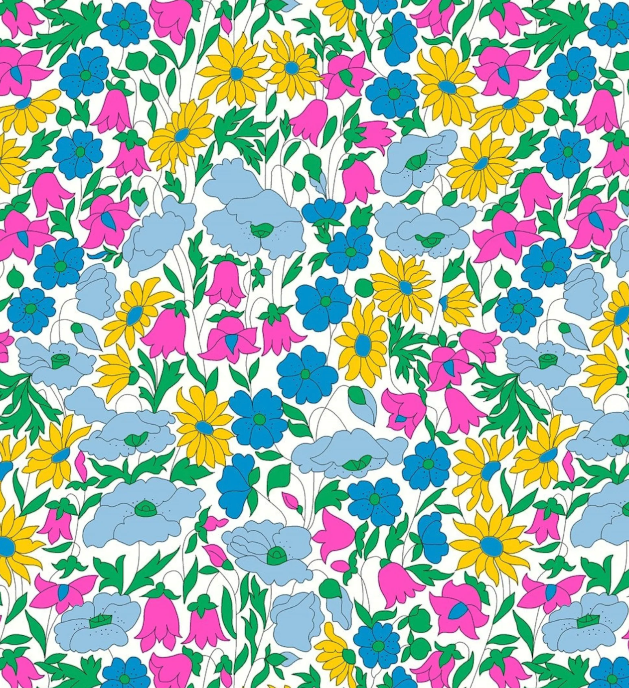 Liberty of London Poppy and Daisy Neon fabric